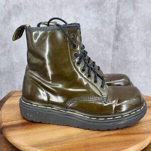 Dr Martens Boots‎ Womens 6 Green Leather Pull On Combat Boots Doc Martens